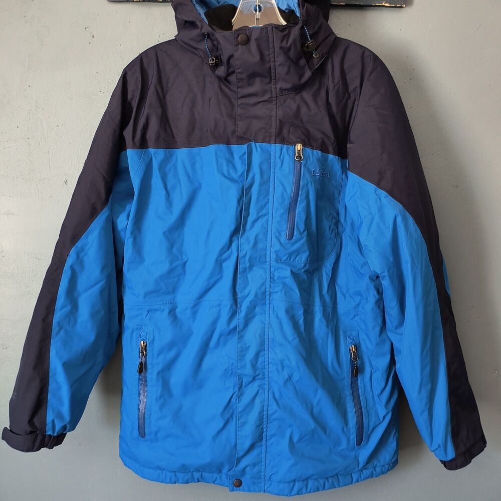 L.L. Bean Rugged Ridge Parka Jacket Mens M Blue Insulated Snow Coat Primaloft